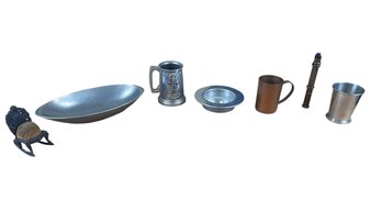 Vintage Pewter Dishes & Beer Mug, Copper Cup, Decorative Dart Gun & More - #S9-3