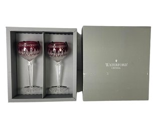 Waterford Crystal Clarendon Ruby Red Hock Goblets With Original Box - #S6-2