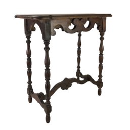 Vintage Carved Wood Side Table - #FF