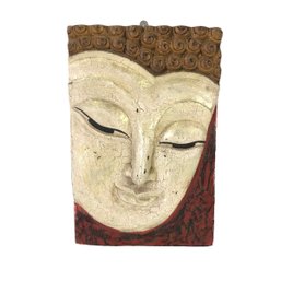 Thai Buddha Hand Painted Carved Wood Wall Panel - #S1-2