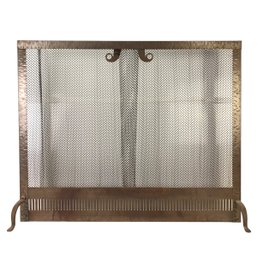 38-Inch Metal Freestanding Fireplace Screen With Mesh Curtain - #FF