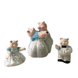 Vintage Dancing Pigs Ceramic Tea Set By Applause Inc. - #S14-3