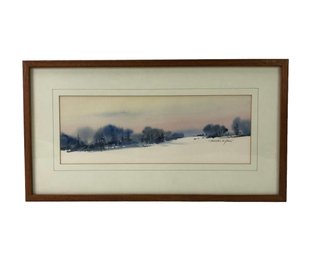 Signed Marshall Woodside Joyce Winter Landscape Watercolor Painting - #LBW-W