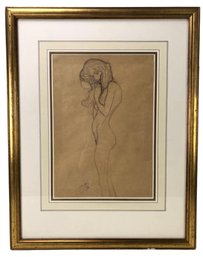 'Standing Female Nude Study For The Beethoven Frieze' Framed Art Print By Gustav Klimt - #A11