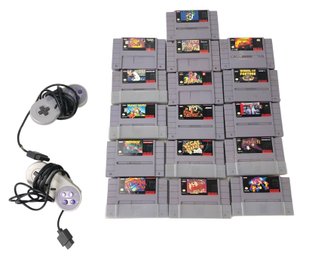 Collection Of Super Nintendo Games & Controllers - #S4-2