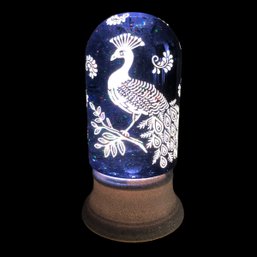 Lighted Peacock Foiled Glitter Globe, Made Exclusively For Cracker Barrel (NEW IN BOX) - #S3-3