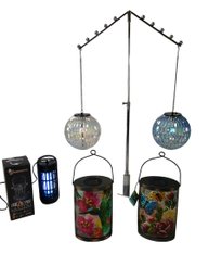 Bug Zapper Lantern, Floral Glass Solar Lanterns & Solar Hanging Lanterns - #S7-4