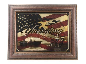 Yuengling American Flag Military Bar Mirror, Framed - #SW-5