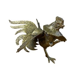 Mid-Century Brass Fighting Rooster, Made In Japan - #FS-6