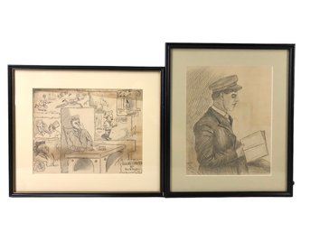 Early 20th Century Pen & Ink Illustrations, Signed George B. Dougan - #A4