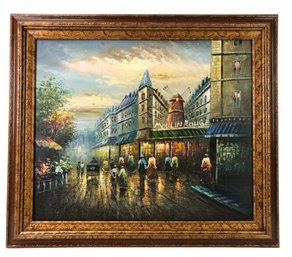 Impressionist Moulin Rouge Oil On Canvas Painting, Signed - #SW-10