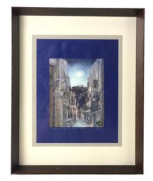 Athen, Greece Moonlit Cityscape Framed Art Print On Canvas - #A4