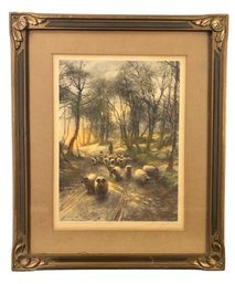 Antique Signed Joseph Farquharson Art Print 'Home Thru The Woods,' By Reinthal & Newman - #A5