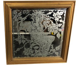 Vintage Etched Wall Mirror By Selar Art Co. - #C1
