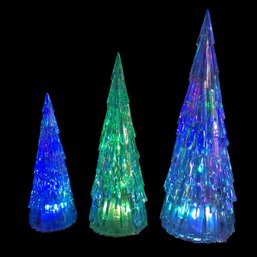 LED Acrylic Trees (Set Of 3) Exclusively For Cracker Barrel Old Country Store - (BRAND NEW) - #S13-4