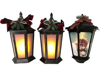 Cracker Barrel Musical Animated LED Winter Wall Sconce & Flameglow LED Plastic Sconces - #S7-4
