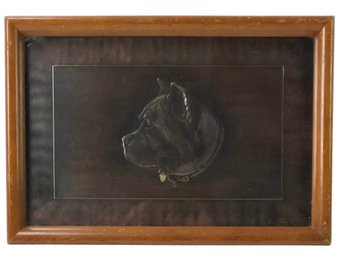 Framed Cane Corso Copper Relief Art, Signed Robert McDowell - #C1