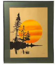 Signed Lakeside Sunset Screenprint, Limited Edition No. 126/150 - #S12-F
