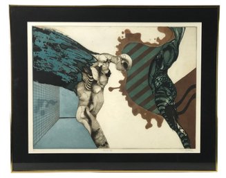 Signed Tony Bass Surrealist Color Etching, 'Union IV' - #S13-F