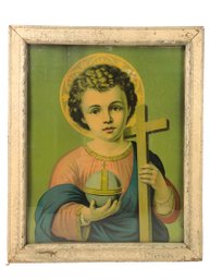 Vintage Savior Of The World Framed Religious Art Print - #A11
