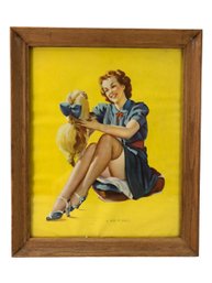 Vintage Framed Pin-Up Girl Print 'A Peek-A-Knees' - #2
