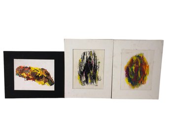 Collection Of Abstract Oil On Paper Paintings, Signed - #S11-3