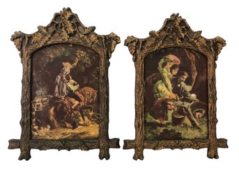 Pair Of Framed Hand Painted Engravings By Artini Arts Inc. - #SW-5