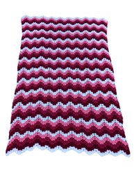 Hand Crocheted Chevron Afghan Blanket - #S23-5