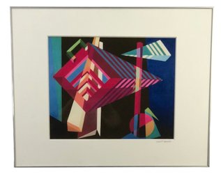 Abstract Geometric Lithograph, Signed Harriet Tannin (Listed Woodstock, NY Artist) - #A5