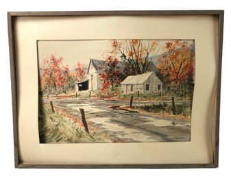 1984 Signed Harry Swanson Landscape Watercolor Painting, New Hampshire Autumn - #SW-5