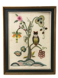 1960s Mid-Century Framed Crewel Embroidery - #A3