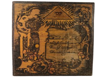 Pyrogravure Plaque: The Eye Of Providence With German Inscription - #C2