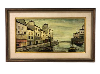 Framed French Port Oil On Canvas Painting, Signed Levier - #RBW-W