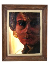 Framed Female Portrait Oil On Board Painting, Signed - #S19-FL