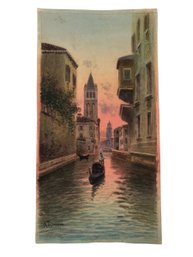 Venetian Canal Landscape Watercolor Painting, Signed A. Trevisan (Listed Artist) - #S28-3