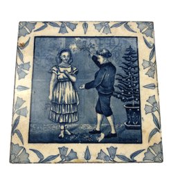 Antique Josiah Wedgwood & Sons Etruria Christmas Tile, December - #S12-5