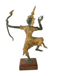Thai Gilt Bronze Temple Dancer Statue - #FS-5