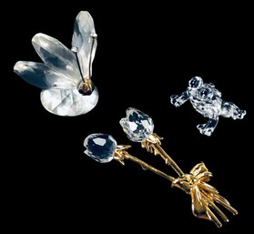 Swarovski Crystal Memories Bouquet, Frog & Butterfly Figurines With Original Boxes - #FS-1