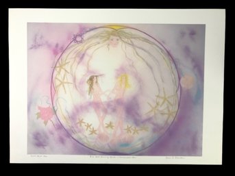 'Pink Shell Dancing Spirits W/ Grandmother Moon' Giclee Print Limited Ed. No. 3/250, Signed - #S10-4