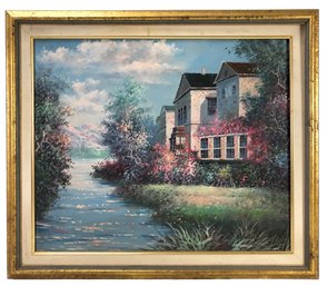 Countryside Landscape Oil On Canvas Painting, Signed L. Russell - #A11