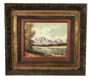 Impressionist Austrian Mountain Landscape Oil On Canvas Painting, Signed Neuhold - #LBW-W