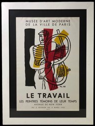 LE TRAVAIL Lithographic Art Exhibition Poster By Fernand Leger, 1951 (FRAMED) - #SW-6