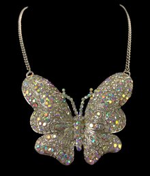 Rhinestone Butterfly Statement Necklace - #JC-L