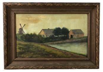 19th Century Dutch Rural Landscape Oil On Canvas Painting - #A8