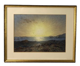 Signed Eduard Hildebrandt Landscape Gouache On Paper, 'Nordicap July 1856' - #A2