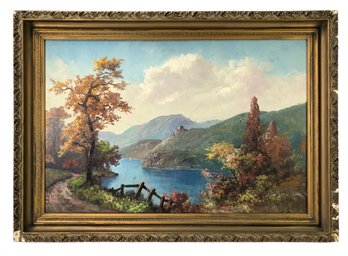 Hudson River School Oil Painting On Canvas, Framed - #SW-6