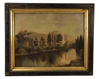 19th Century Yosemite Valley Chromolithograph On Canvas By Colton, Zahm & Roberts - #R2