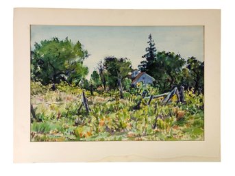 1938 Connecticut Landscape Watercolor Painting, Signed Aaron Berkman (WPA Artist) - #S28-2R
