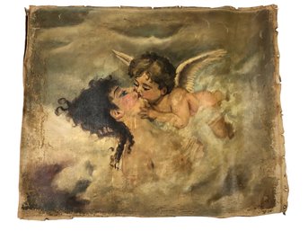 Antique Oil On Canvas Painting, 'Venus & Cupid,' Signed - #S28-3