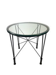 Wrought Iron Round Glass Top Side Table - #FF